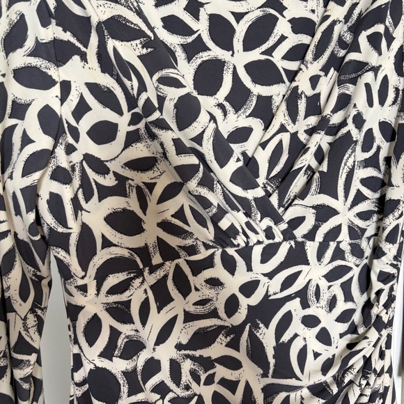 Lauren Ralph Lauren Dress Women's 10P‎ Petite Black Beige Floral 3/4 Sleeve - Picture 3 of 7